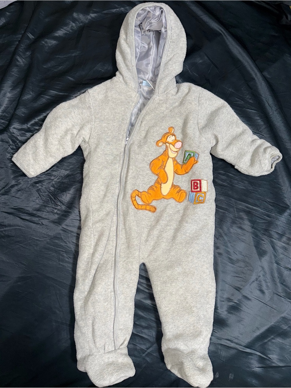 Tigger Hooded Baby One-Piece Coverall - Gray